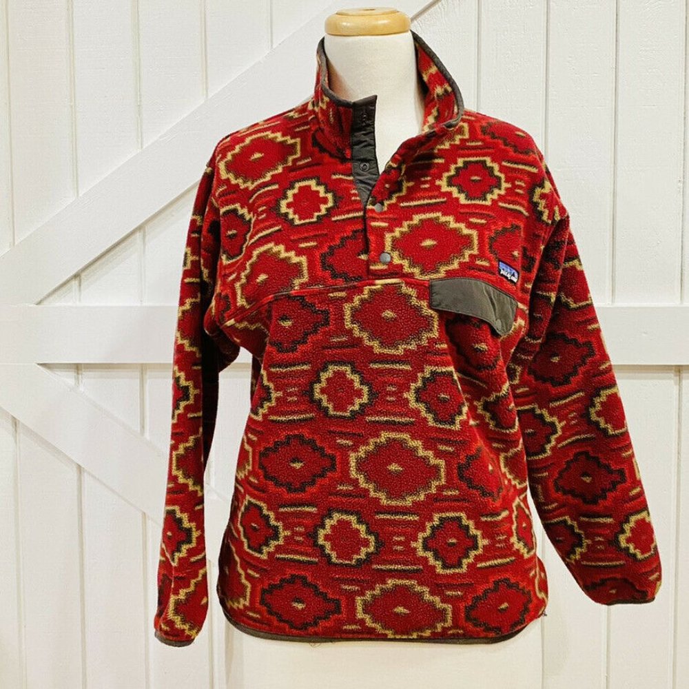 Patagonia XS Synchilla Fleece Jacket Snap-T Red Fa